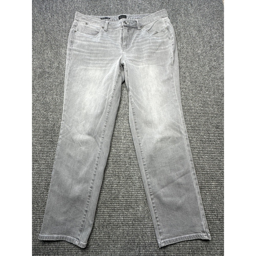 Talbots Slim Ankle Jeans Womens 14W Gray Greystone Wash Stretch Denim Plus